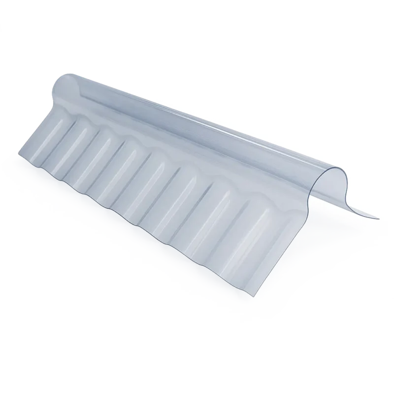 Klares Firstprofil aus PVC für Trapez 70/18, Sinus 76/18 und Sinus 177/51 Wellplatten zur Dachabdeckung und Lichtplatten Montage.
