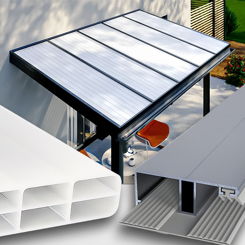 Terrassenüberdachung Doppelstegplatten 16 Mm Weiß Opal Alu Gummi 3 Fach Struktur S&Amp;V Setgplattenversand Gmbh