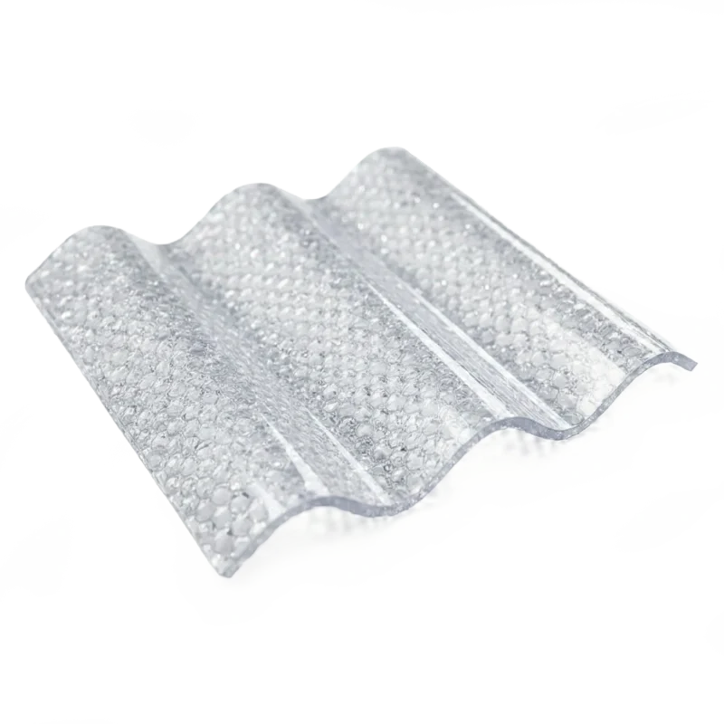 AcrylWellplatte farblos klar mit Perlenstruktur, SinusProfil 76/18, für Terrassendach und Carport