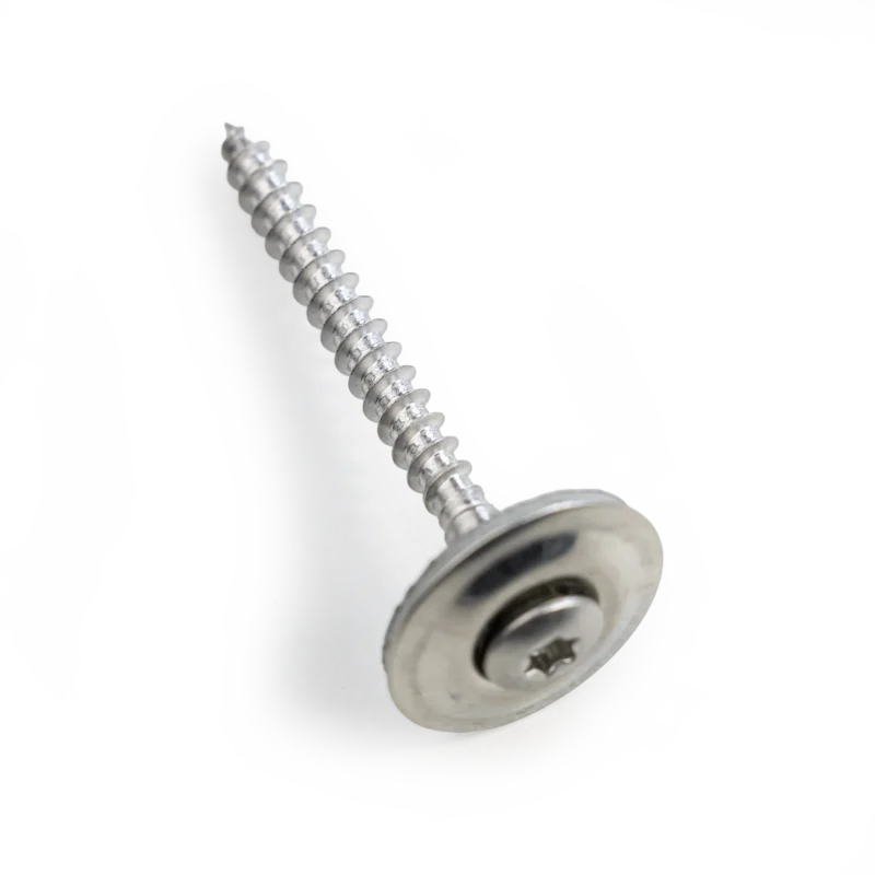 Edelstahlschraube mit Dichtscheibe zur Montage von Wellplatten und Lichtplatten auf Unterkonstruktionen.