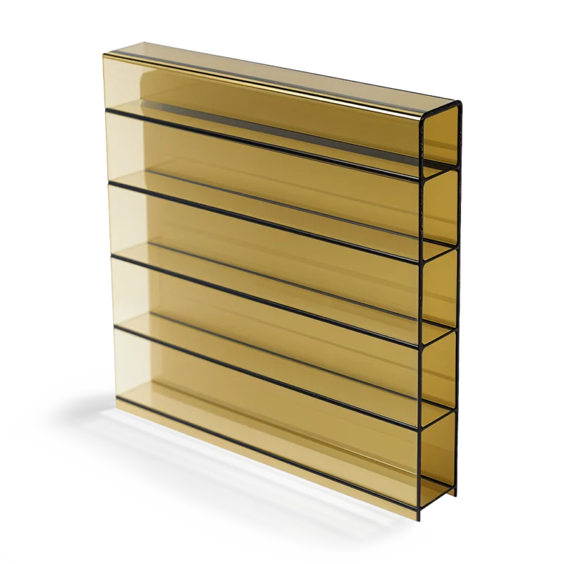 Doppelstegplatte 16 mm Acrylglas in Bronze, 16/32 Struktur. Elegante Stegplatten fuer hochwertige Terrassendaecher.