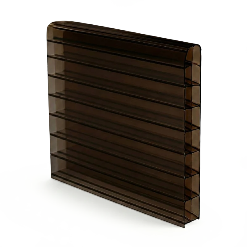 Doppelstegplatte 16 mm, braun bronze, aus Polycarbonat. 3fach Struktur, hagelfest und robust, zur Verwendung als Terrassendach.