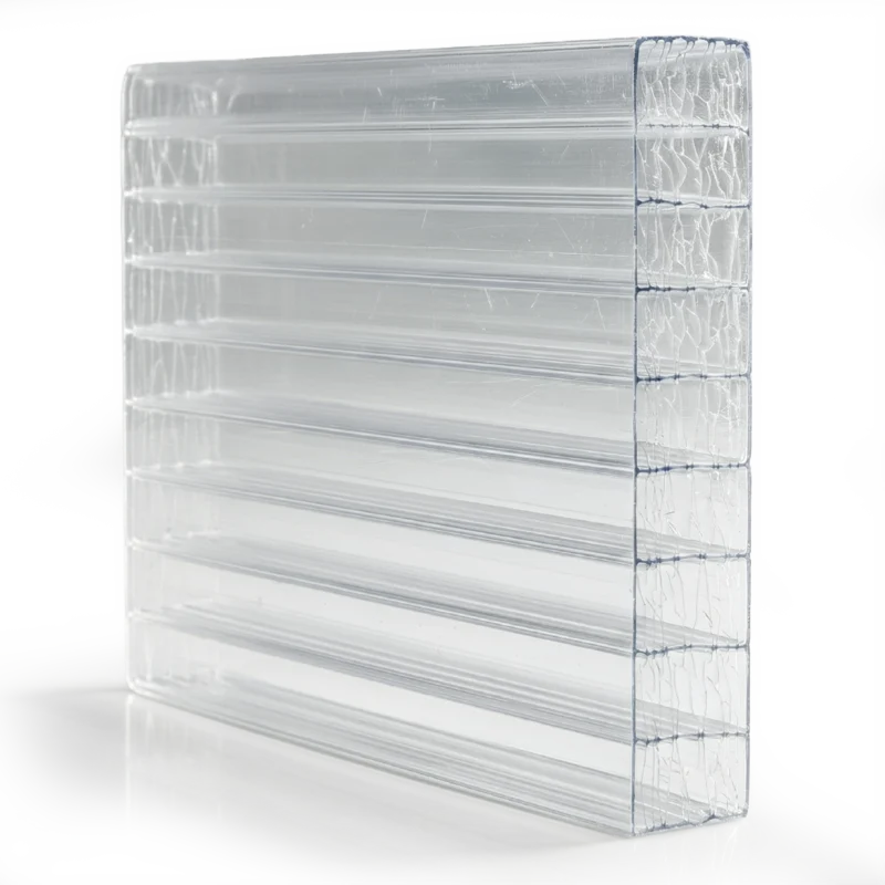 Doppelstegplatte 25 mm farblos klar aus Polycarbonat EXOLON. Hagelfeste und UV-geschützte Stegplatte zur Dachabdeckung.