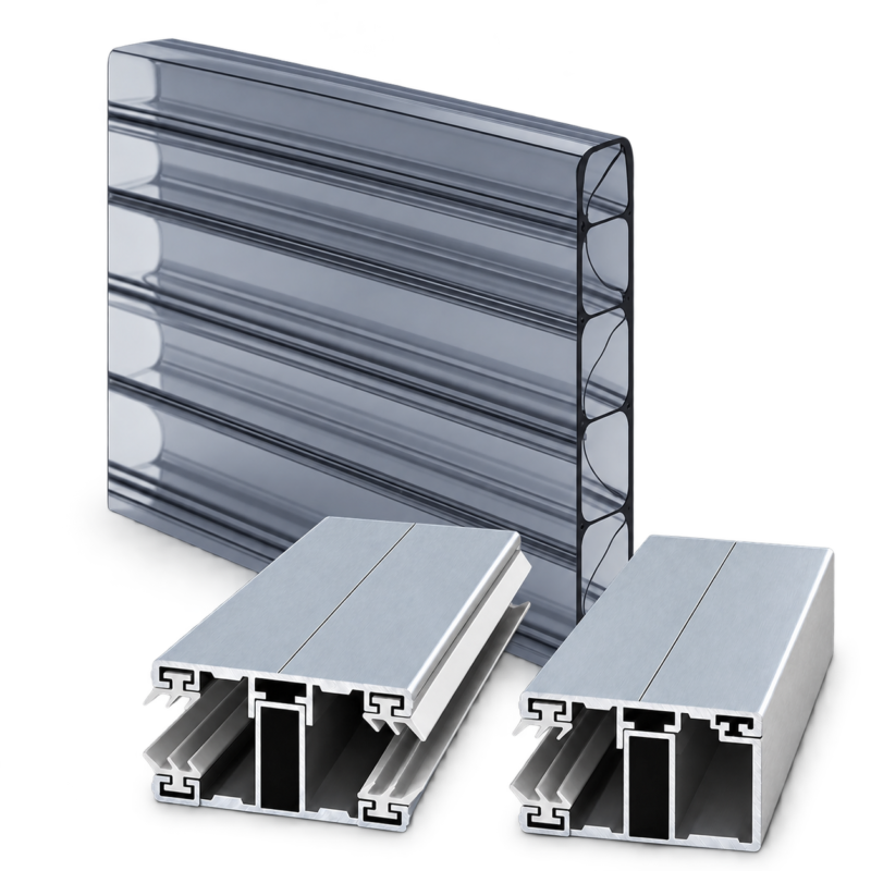 Plattenmuster Premium Longlife graphit mit Alu-Alu-Mittelprofil und Randprofil